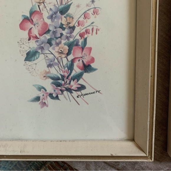 Vintage framed RF Harnett litho prints florals - signed - Picture 10 of 10